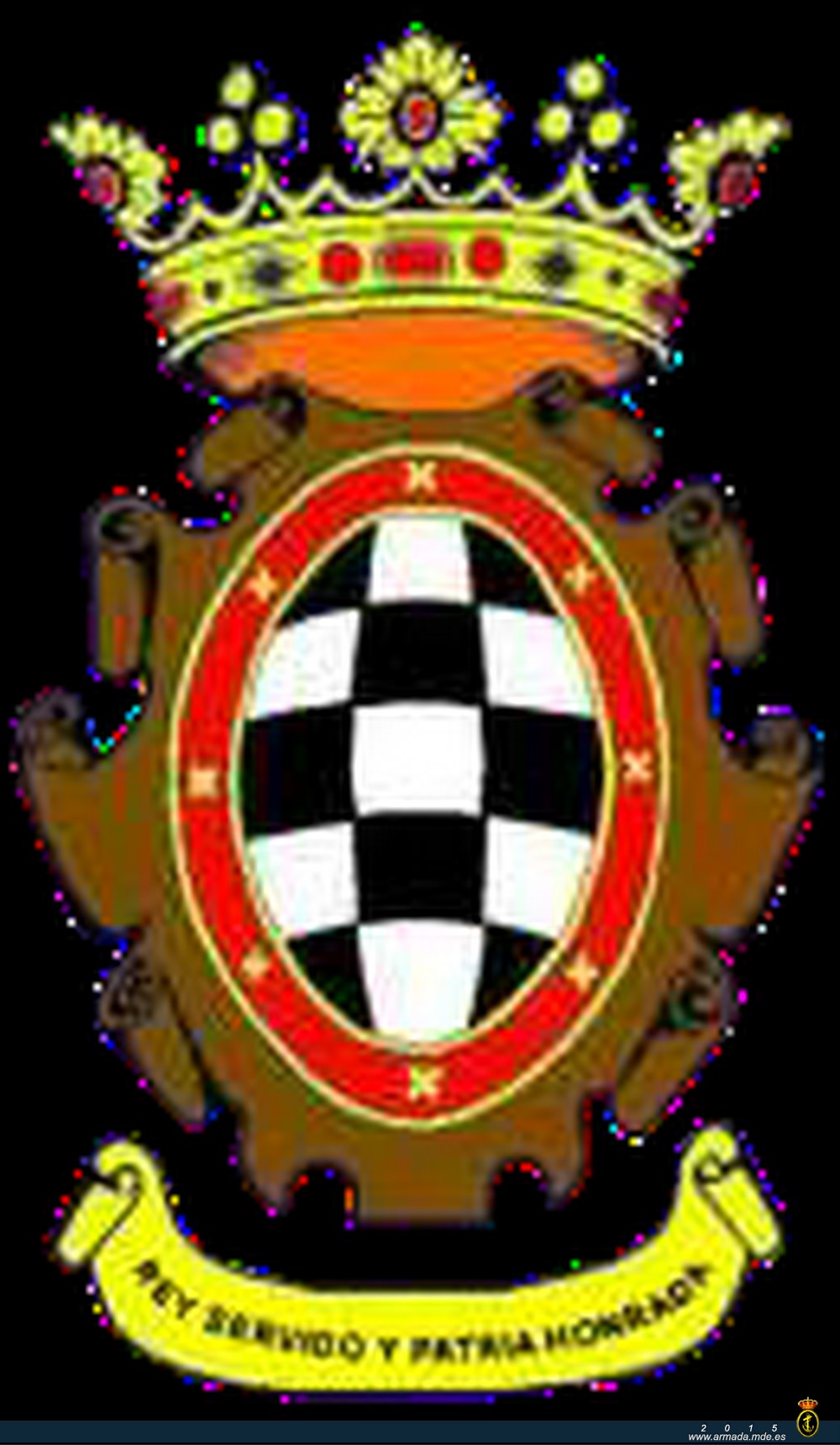 Su escudo adopta como base el escudo familiar de D.
Álvaro de Bazán